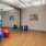 a room with exercise balls