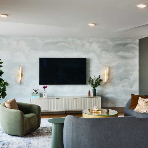 couch with tv and chair