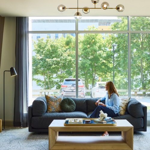 a room with very large window